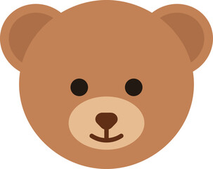 Brown teddy bear head icon. Vector illustration. Bear face.