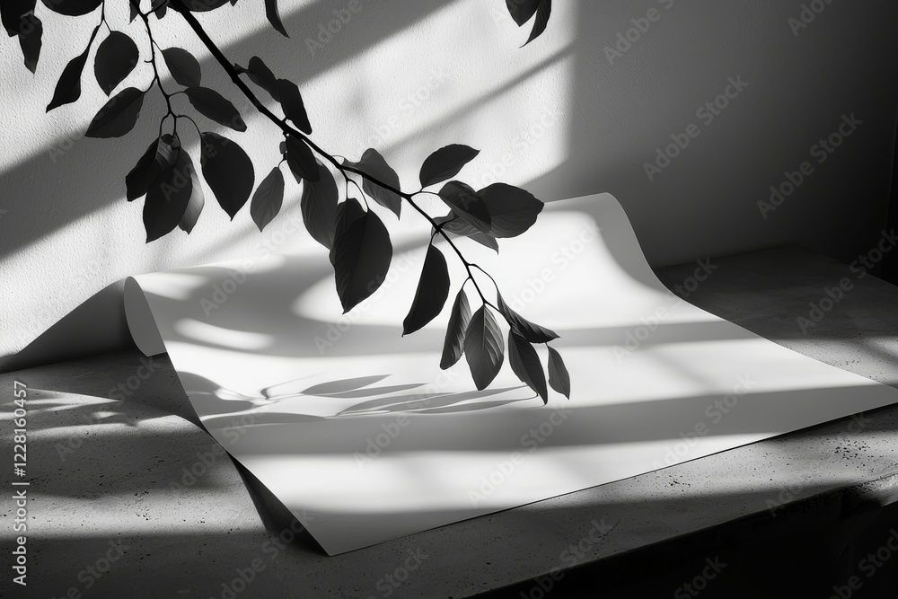 Poster empty white vertical rectangle poster or business card mockups featuring a diagonal window shadow on