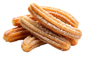 crispy churros coated in sugar isolated on transparent background
