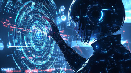 Naklejka premium Artificial intelligence and data concept hologram