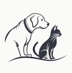 Vector illustration of a logo with a cat and dog logo demonstrates design mastery and creativity for successful brands
