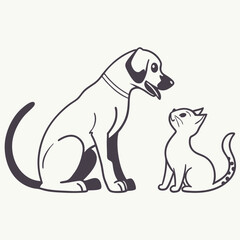 Logo with the image of a cat and dog in vector illustration creates a unique style and harmony for modern brands
