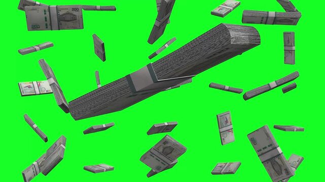 Honduras Lempira Falling Animation Stacks Of Money on Green Screen