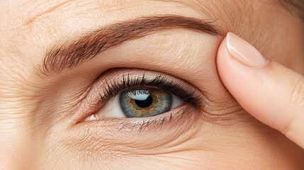 Woman with Unique Eye Color Highlighting Eyelid Wrinkles for Blepharoplasty