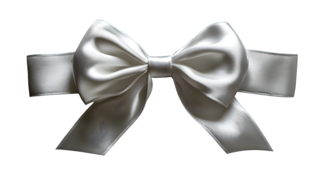 White ribbon with bow isolated on white background