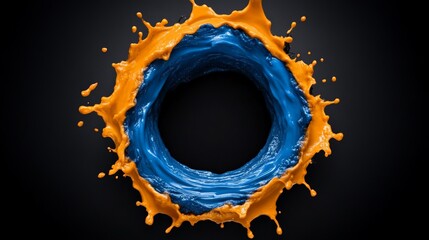 Dynamic Duo: Blue and Orange Paint Splash Circle 