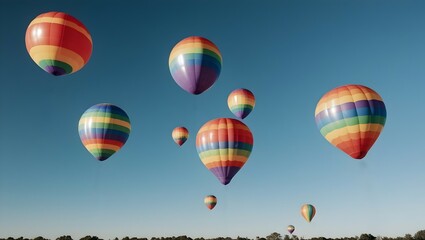 Obraz premium colorful balloons ascending in a bright sky for use in festive or event related promotions