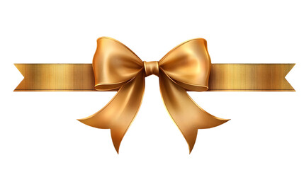 Fototapeta premium Gold Satin Ribbon Bow – Luxury Gift Decoration, Isolated on Transparent Background
