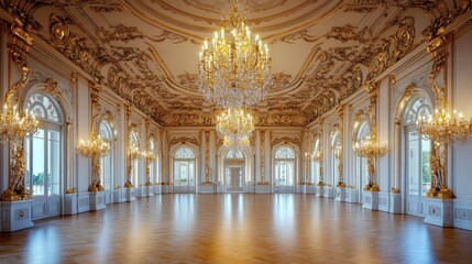 Grand Ballroom Ornate Gold Gilded Decor