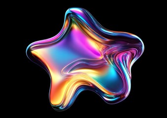 Obraz premium Abstract iridescent star shape, 3D render.
