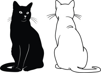 Set of black cat silhouettes.
