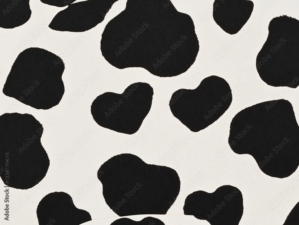 Poster black and white cow print pattern: a close-up of a classic black and white cow print pattern. the ir