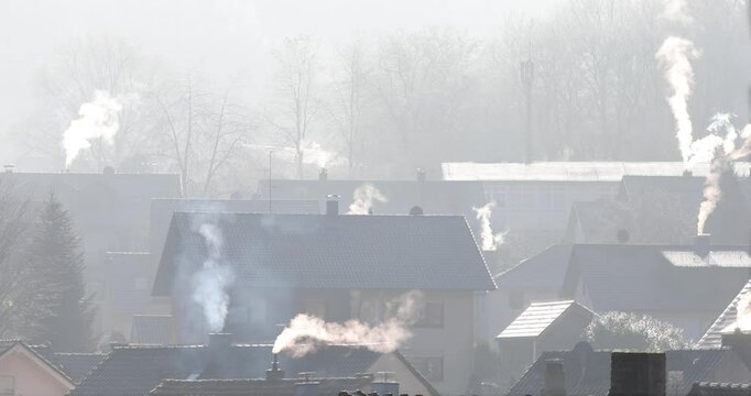 smoke in the city from houses with fireplaces are polluting the environment