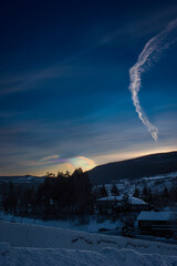 Winter landscape in the park. Winter scene. Norway, Europe.