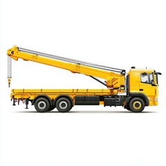Crane Truck realistic isolated on white background. Heavy Machinery. Construction Vehicle. Mobile Crane. Truck with Crane Arm. Crane Truck Design Element. Realistic Crane Truck isolated for Designers.