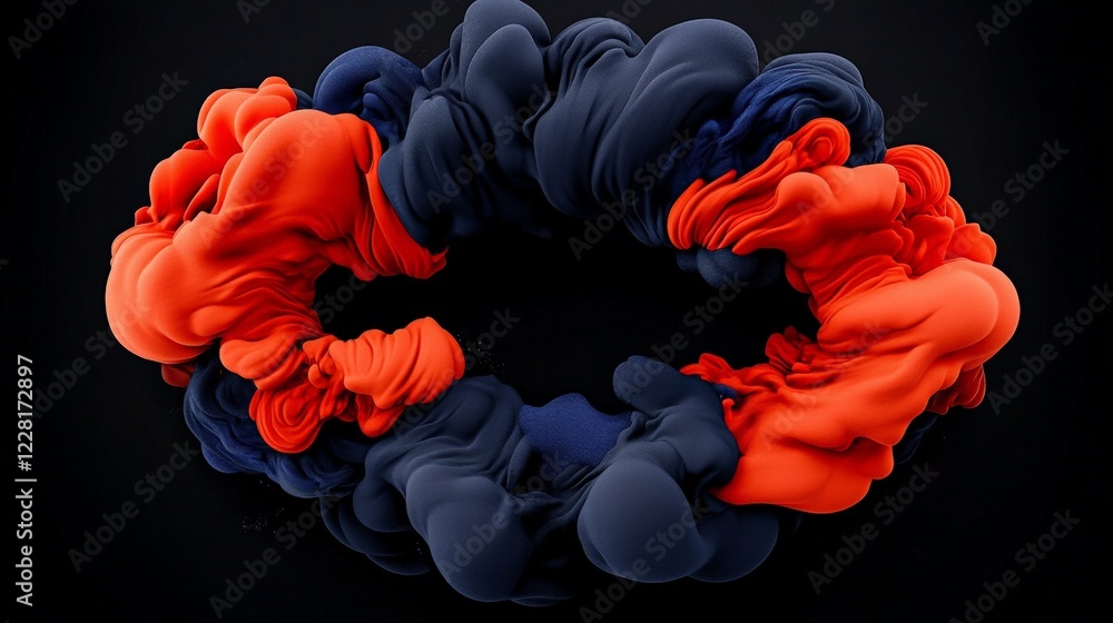 Poster abstract ink swirl: a mesmerizing image showcasing vibrant red and dark blue ink swirling and mergin
