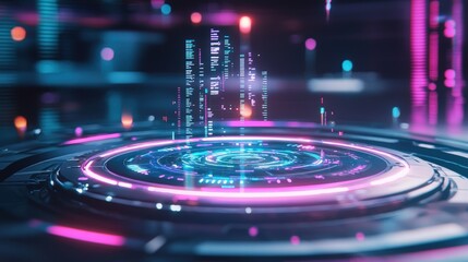 Abstract futuristic holographic interface with floating data