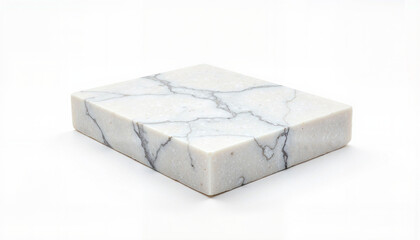Marble slab with gray veins on white background