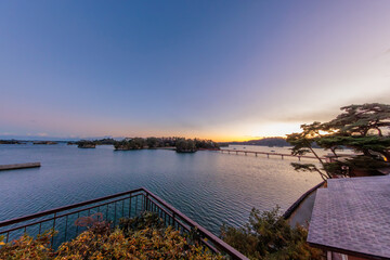 日本三景松島の夕暮れ（宮城県宮城郡松島町）