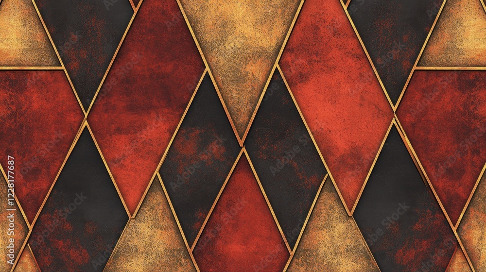 Aufkleber Abstract Geometric Pattern in Red Black and Gold