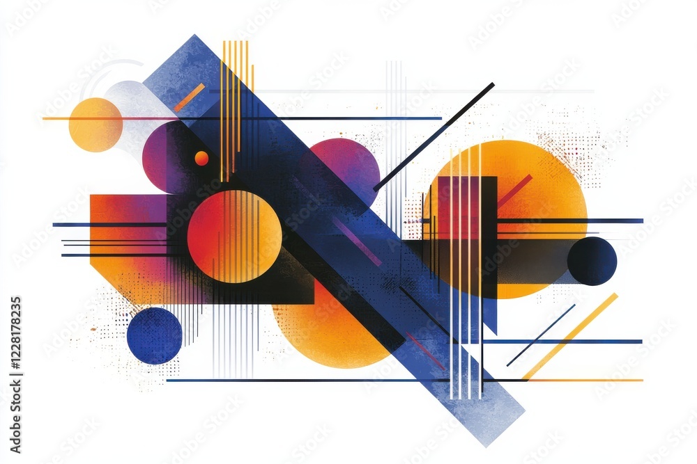Poster colorful abstract geometric shapes with dynamic lines and textures