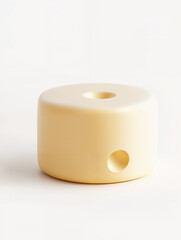 Simple round object with a hole in the center on a neutral background for aesthetic and design purposes