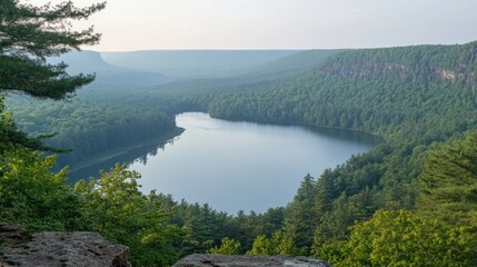 Serene Lake nestled in a verdant forested valley