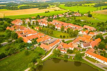 Aerial view of village Holasovice in South Bohemia, Czech republic.