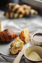 Butter Croissant french pastry and coffee