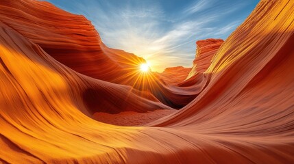 Obraz premium Sunrise Illuminates Arizona Wave Canyon Walls