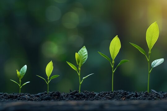 series of images showing a small plant growing into a flourishing tree, representing the concept of how incremental changes can lead to exponential growth over time.