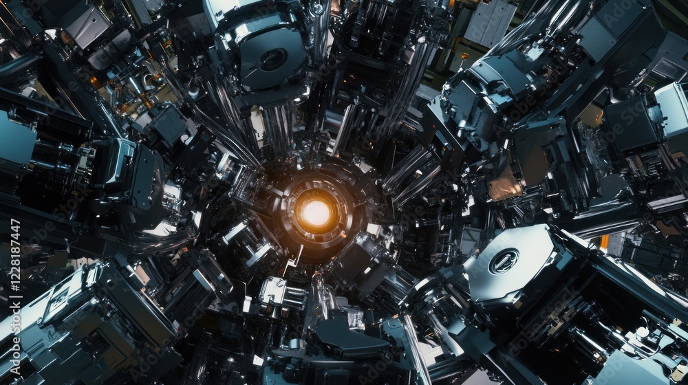 Poster abstract machine core glowing energy within
