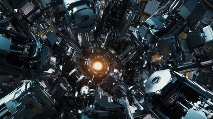 Abstract Machine Core Glowing Energy Within