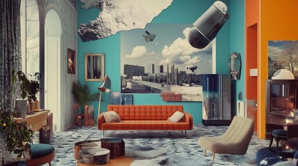 Eclectic Living Room Decor Collage Artistic Design