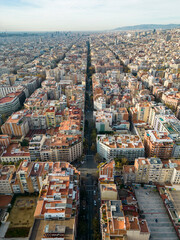 Obraz premium Barcelona city buildings from drone above 