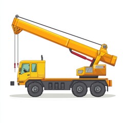 Crane Truck isolated on white background. Heavy Machinery. Construction Vehicle. Mobile Crane. Truck with Crane Arm. Crane Truck Design Element. Realistic Crane Truck isolated for Designers.