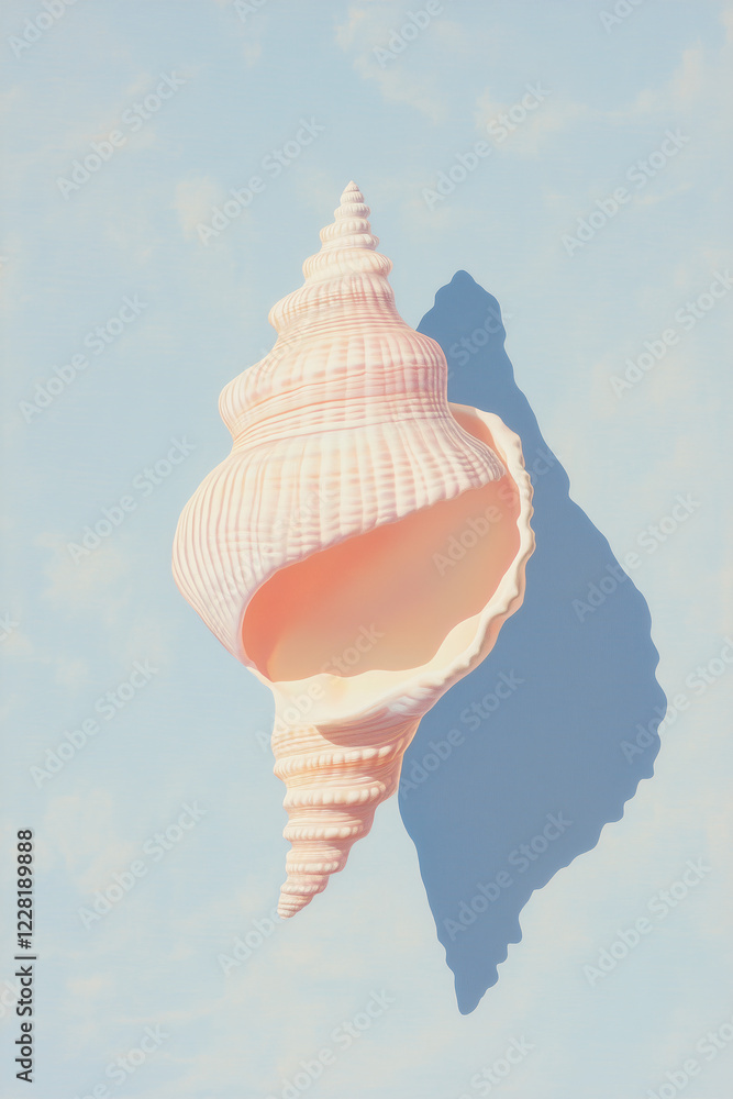 Aufkleber seashell symphony: a delicate seashell with intricate spiraled patterns and a soft pink hue is artfu