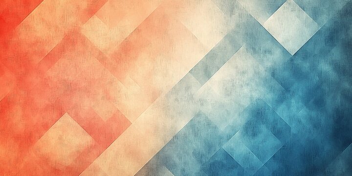 Abstract geometric pattern in warm and cool tones A blend of orange beige and blue hues create a visually appealing design