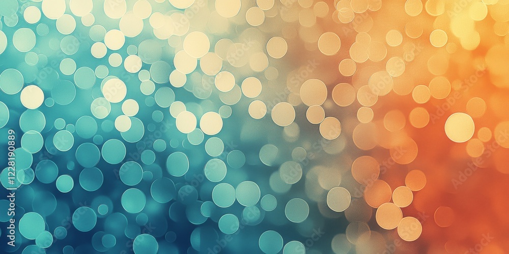 Poster abstract background of blurred teal and orange circles creating a bokeh effect