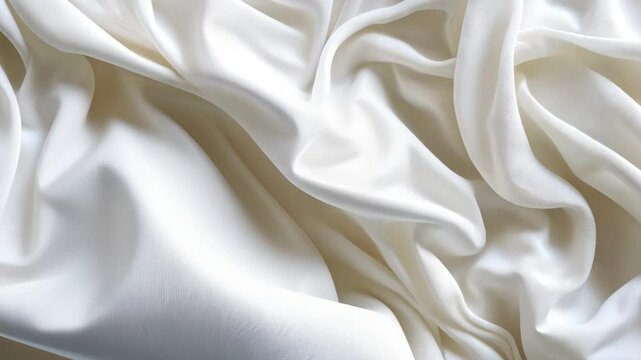 Luxurious white silk fabric showing elegant waves and smooth transitions