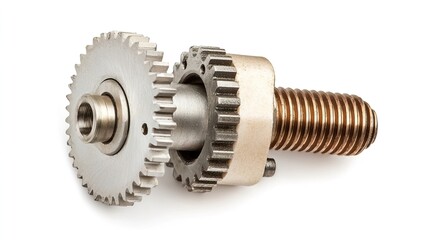 Detailed Mechanical Gear Assembly with Metal Components and Threads