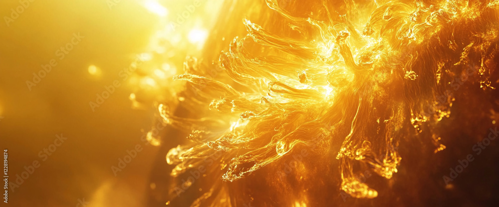 Poster abstract glowing golden structure resembling an explosion of light and energy, symbolizing creativit