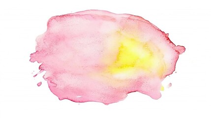 Soft Pink and Yellow Watercolor Splash on White Background