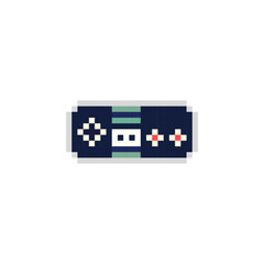 Pixel gamepad icon vector. Gamepad logo for console. Game joystick. 8 bit game controller icon. Gamepad in pixel 16 bit style 80s. © Andrii