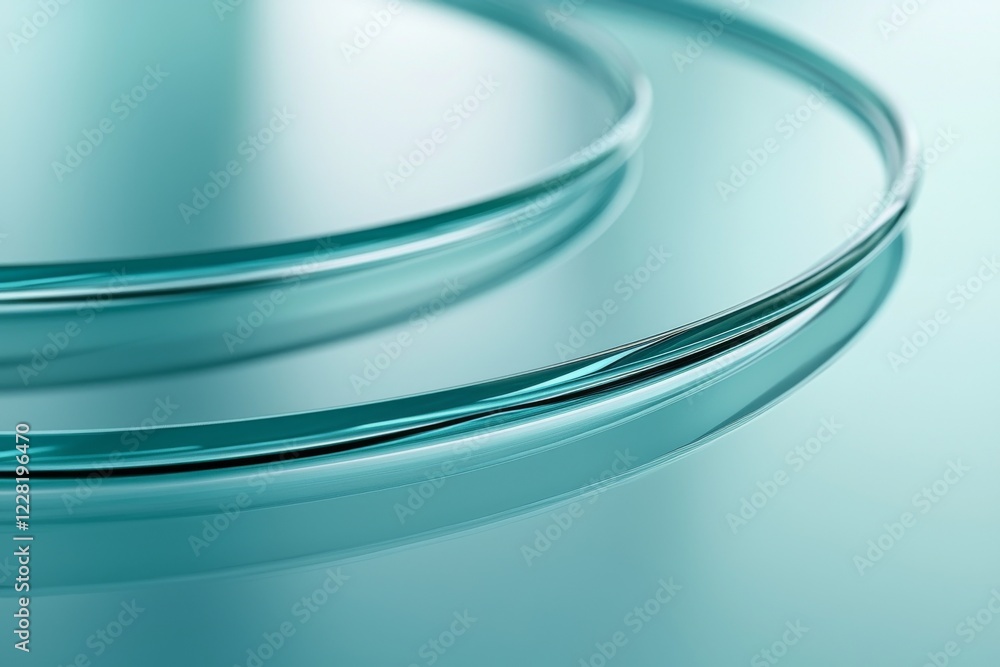 Poster abstract image of overlapping translucent teal glass circles creating a smooth flowing design