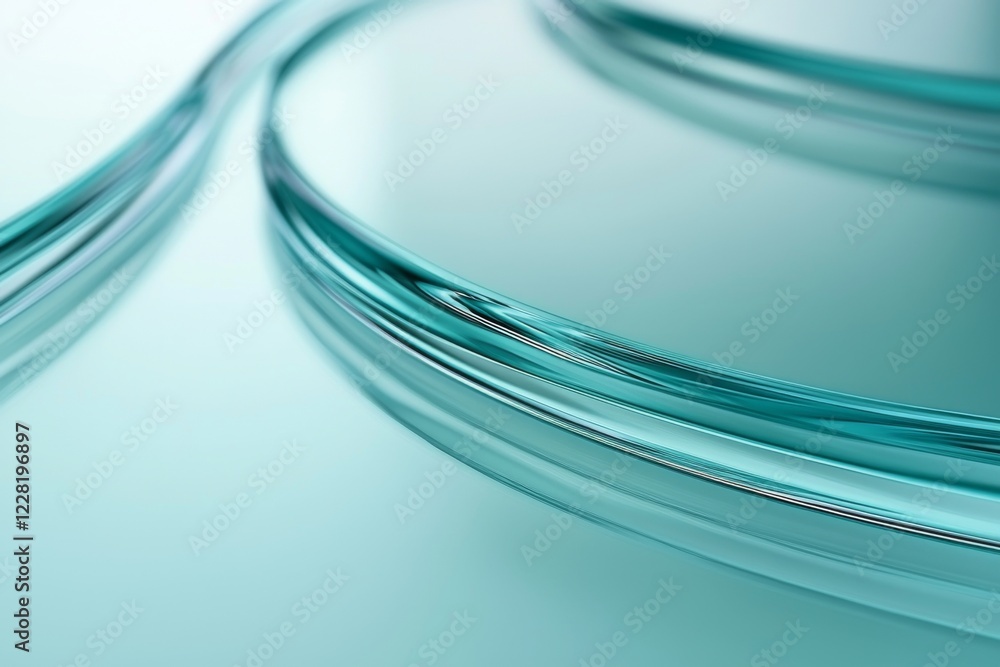 Poster abstract curves of translucent teal glass create a flowing elegant design