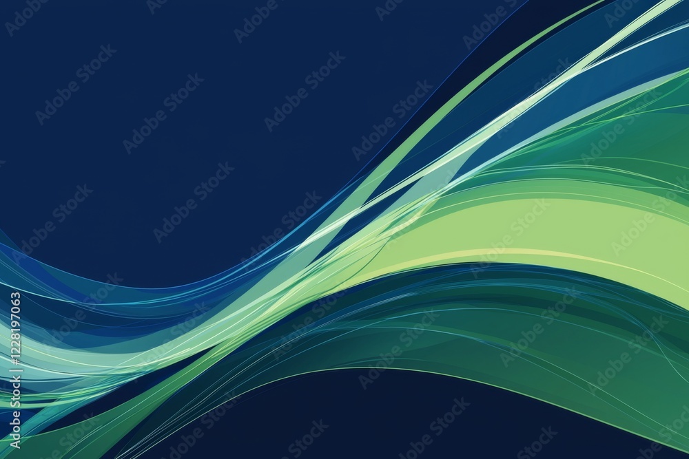 Poster abstract swirling waves of teal green and blue create a dynamic flowing design
