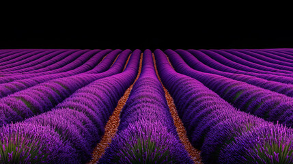 A meditative scene with lavender fields at dusk, soft light filtering through, a calm ambiance promoting relaxation and wellness