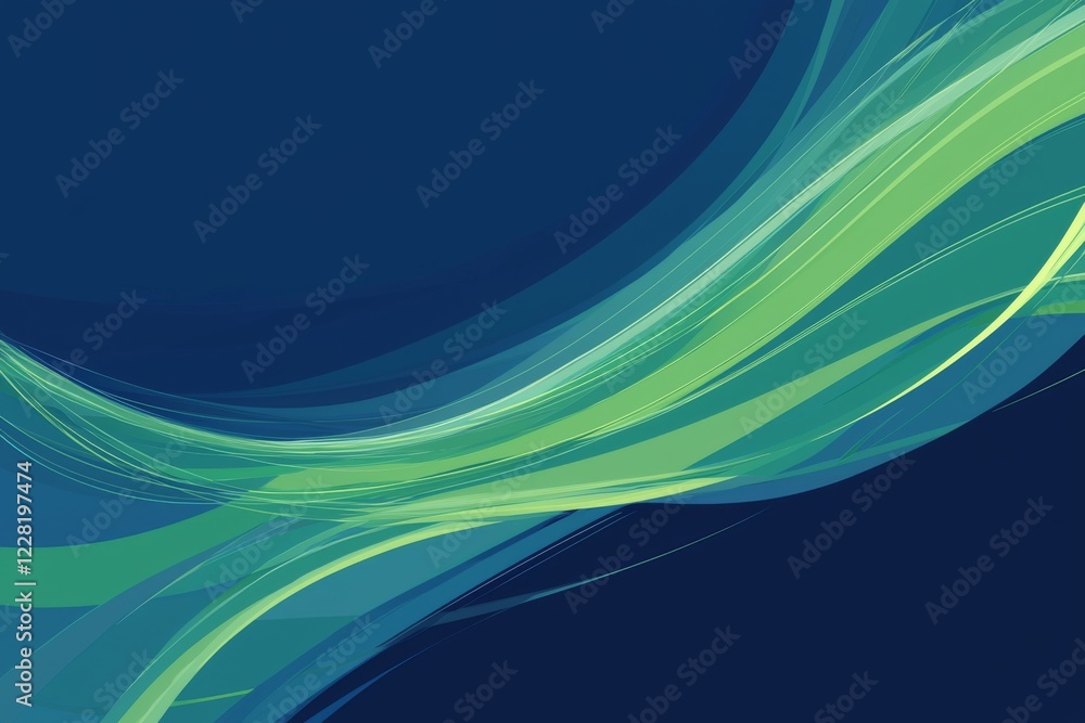 Poster abstract teal and green waves flowing across a dark background a vibrant and dynamic design
