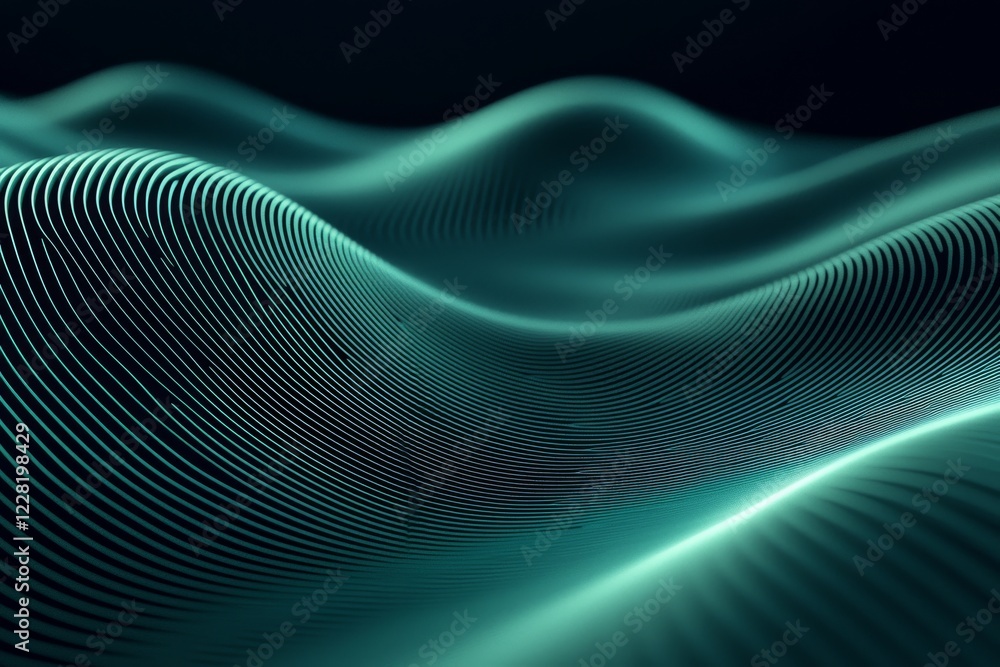 Poster abstract teal wave pattern with flowing lines creating a dynamic visual effect